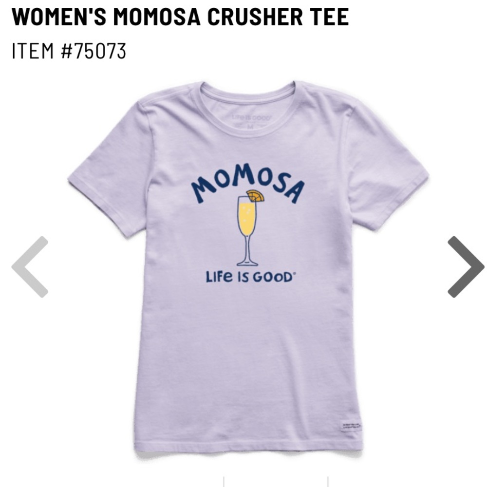 *NWT* Life is good Momosa crusher purple T shirt🍾
